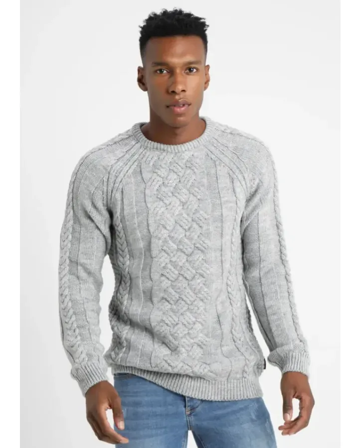 Pier One CABLE KNIT JUMPER - Jumper - mottled light grey