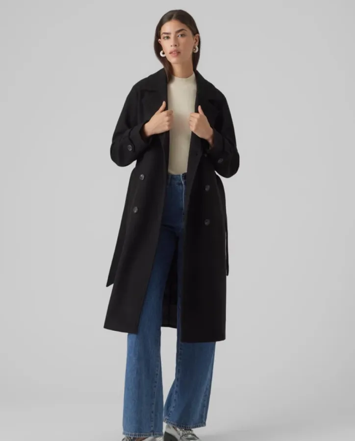Černý dámský kabát VERO MODA Fortunevega