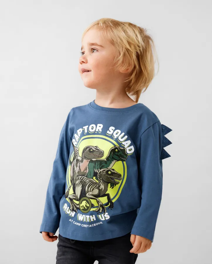 Modré klučičí tričko s dlouhým rukávem name it Jinus Jurassic