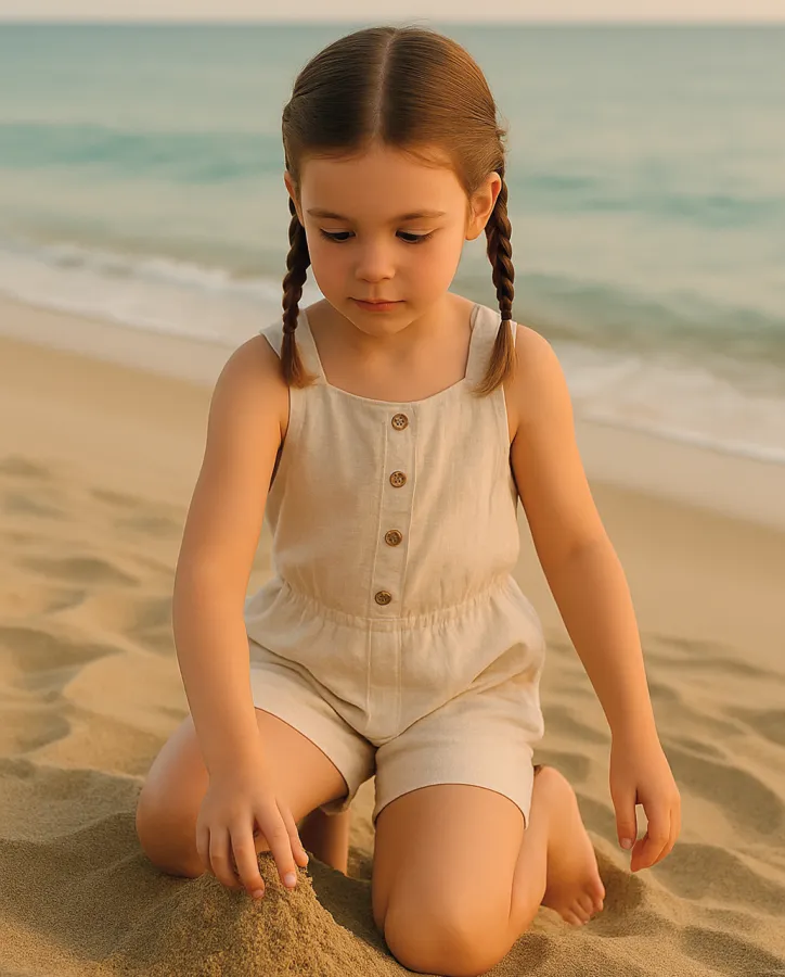 Dívčí lněný overal